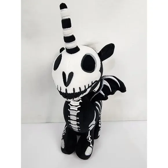 VampireFreaks Unibones 12" Plush Black & White Skeleton Unicorn Goth - Picture 1 of 7